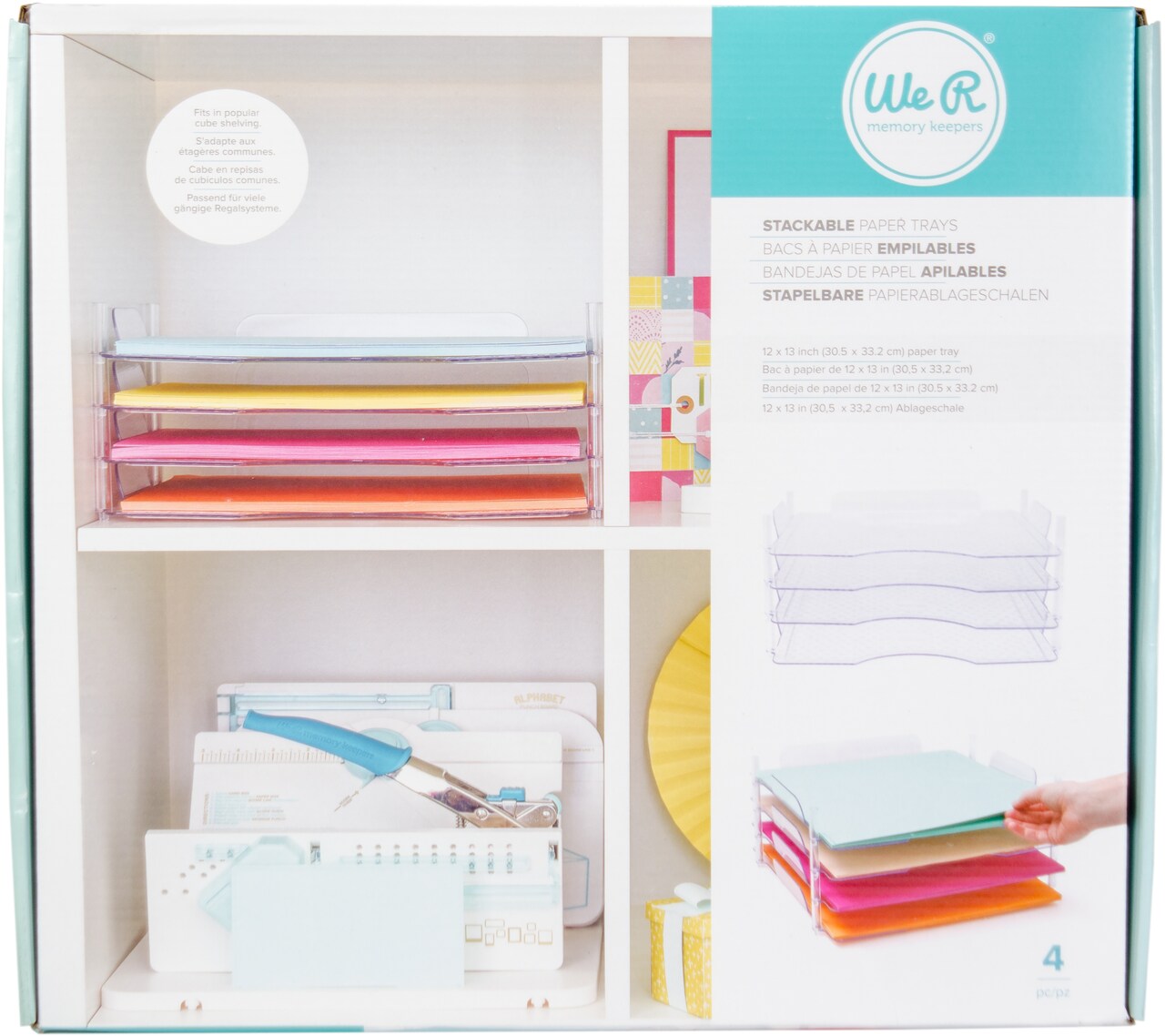 We R Stackable Acrylic Paper Trays (Retail Packaged) 4/Pkg-Clear 12"X12"